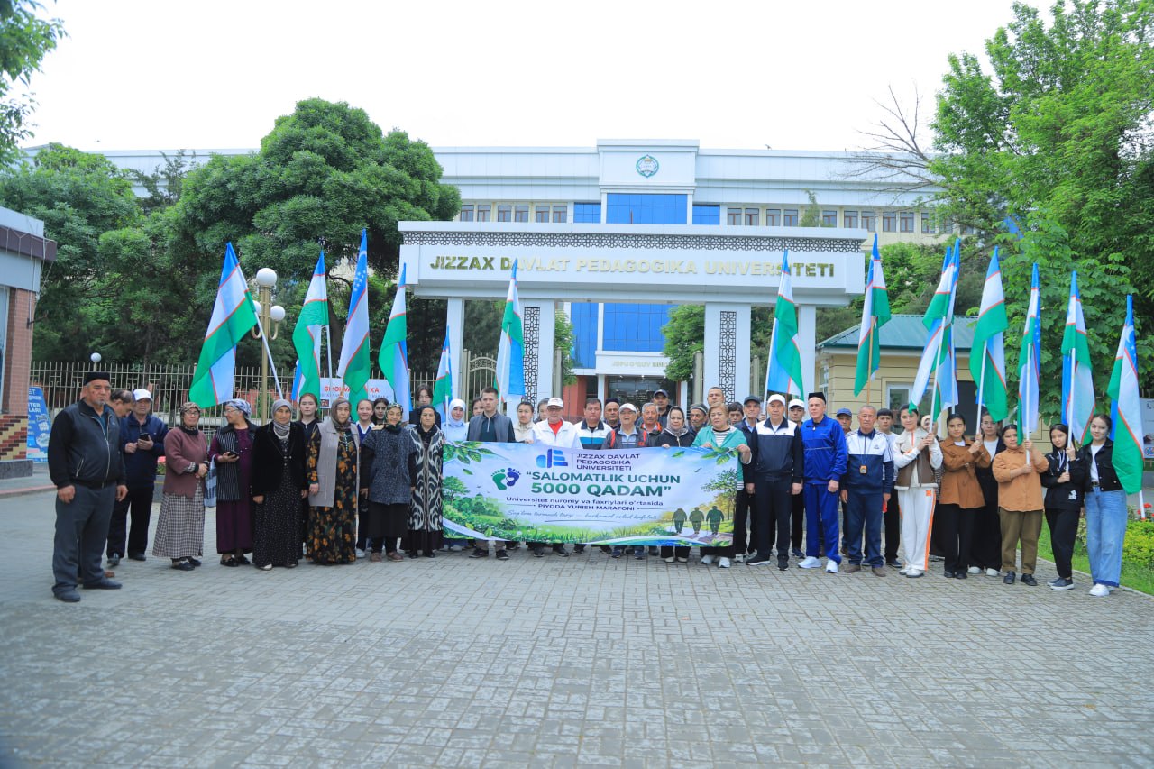 Jizzax davlat pedagogika universitetida “Salomatlik uchun 5000 qadam” shiori ostida piyoda yurish marafoni bo‘lib o‘tdi.